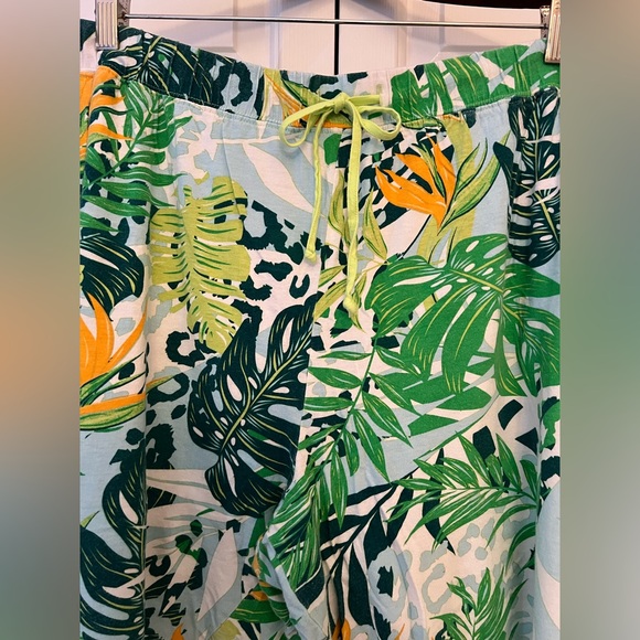 Coral Bay Pajama Capri Pants Tropical Birds of Paradise & Palm Frawns Size 2X - Picture 4 of 5